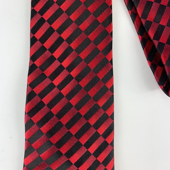 Stafford Silk Red Black Checker Tie Career - Picture 2 of 4